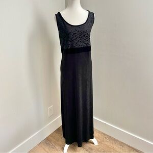 Vintage 90's Michel Antoni Velvet Burnout Sleeveless Maxi Sheath Dress Size 18